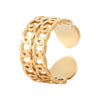 Wholesale Unisex Stainless Steel Geometric Open Double Chain Ring With Electroplating Retro And Fashionable