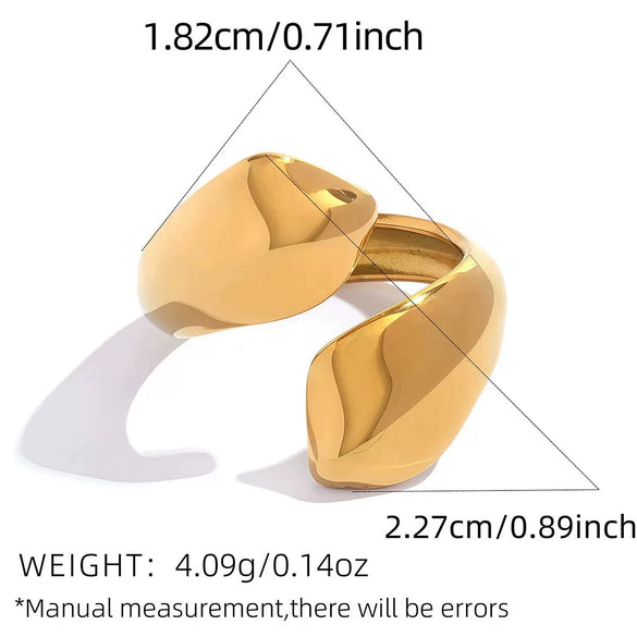 Wholesale Unisex Stainless Steel Geometric Open Ring With Vacuum Real Gold Plating In Pvd Furnace
