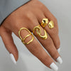 Wholesale Unisex Stainless Steel Geometric Open Ring With Vacuum Real Gold Plating In Pvd Furnace