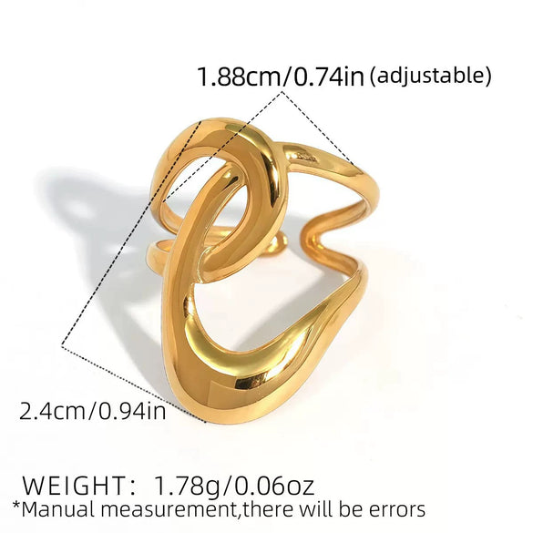Wholesale Unisex Stainless Steel Geometric Open Ring With Vacuum Real Gold Plating In Pvd Furnace