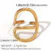 Wholesale Unisex Stainless Steel Geometric Open Ring With Vacuum Real Gold Plating In Pvd Furnace