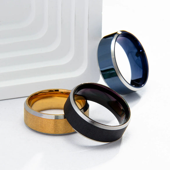 Wholesale Unisex Stainless Steel Geometric Ring With Electroplating