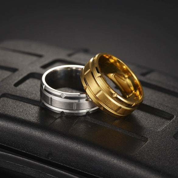 Wholesale Unisex Stainless Steel Geometric Ring With Vacuum Plating And Electroplating Treatment