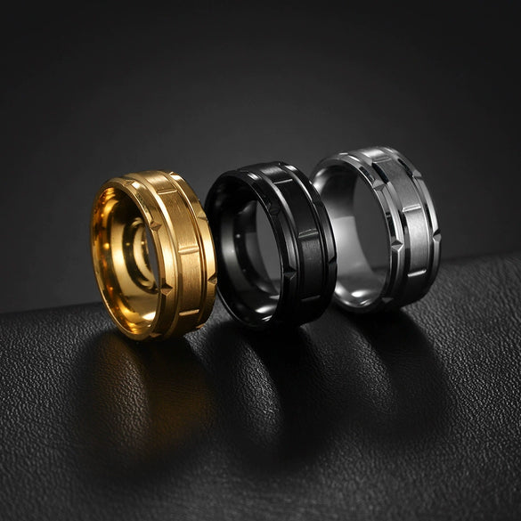Wholesale Unisex Stainless Steel Geometric Ring With Vacuum Plating And Electroplating Treatment