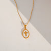 Wholesale Unisex Stainless Steel Geometric Square Electroplated Pendant Cross Chain Necklace