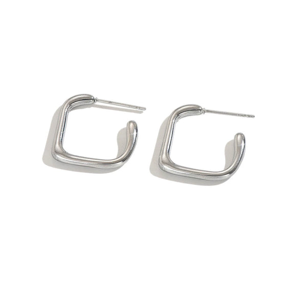Wholesale Unisex Stainless Steel Geometric Square Hoop Earrings With Polished Finish