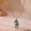 Wholesale Unisex Stainless Steel Gold Electroplated Seahorse Starfish Pendant Cross Chain Necklace