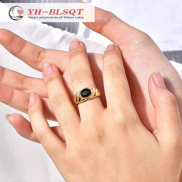 Wholesale Unisex Stainless Steel Gold Plated Geometric Ring Minimalist Style