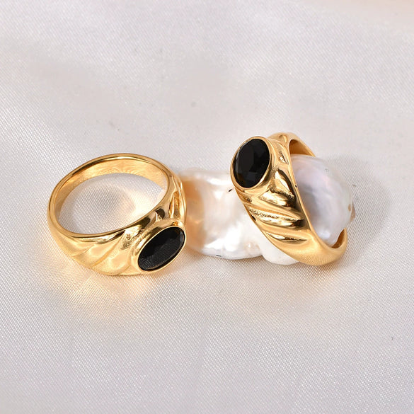 Wholesale Unisex Stainless Steel Gold Plated Geometric Ring Minimalist Style