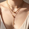 Wholesale Unisex Stainless Steel Goldcolored Ushaped Geometric Light Luxury Style Polished Multilayer Clavicle Necklace