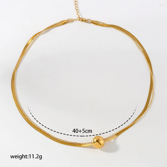 Wholesale Unisex Stainless Steel Goldcolored Ushaped Geometric Light Luxury Style Polished Multilayer Clavicle Necklace