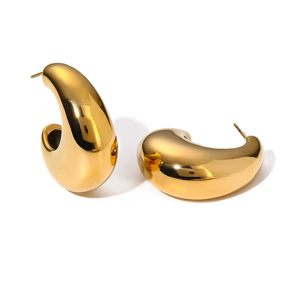 Wholesale Unisex Stainless Steel Irregular C Shaped Earrings With Electroplating Design