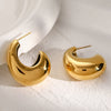 Wholesale Unisex Stainless Steel Irregular C Shaped Earrings With Electroplating Design