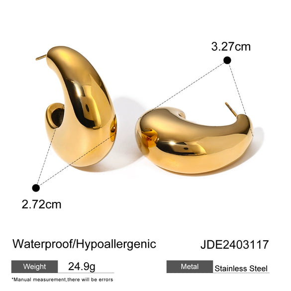Wholesale Unisex Stainless Steel Irregular C Shaped Earrings With Electroplating Design