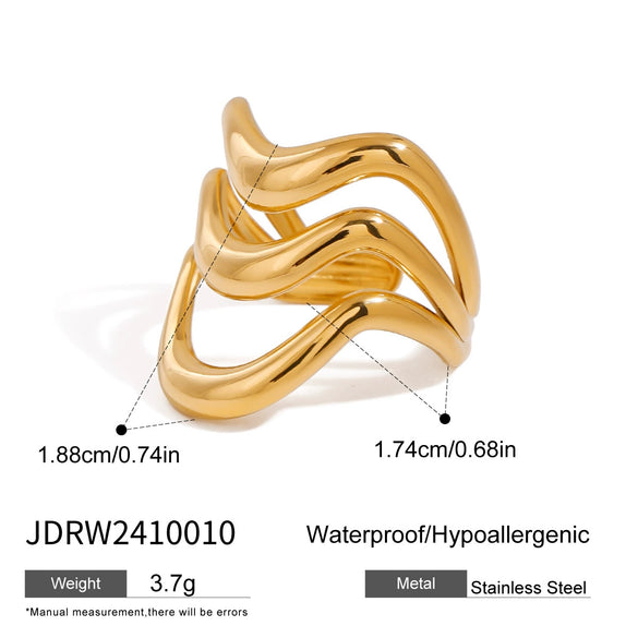 Wholesale Unisex Stainless Steel Irregular Geometric Ring With Electroplating Treatment