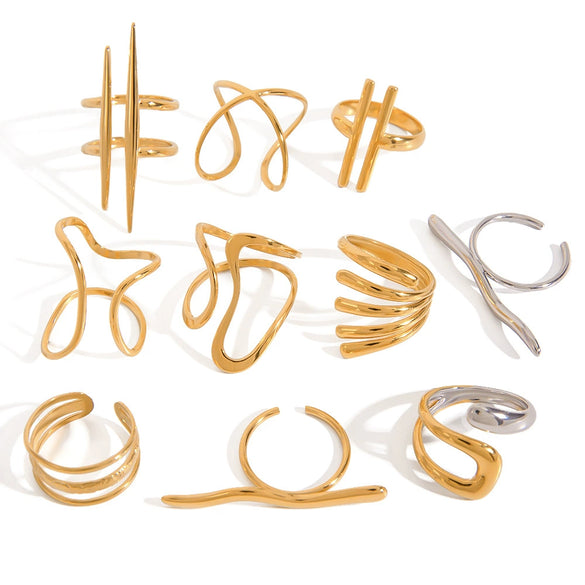 Wholesale Unisex Stainless Steel Irregular Geometric Ring With Electroplating Treatment