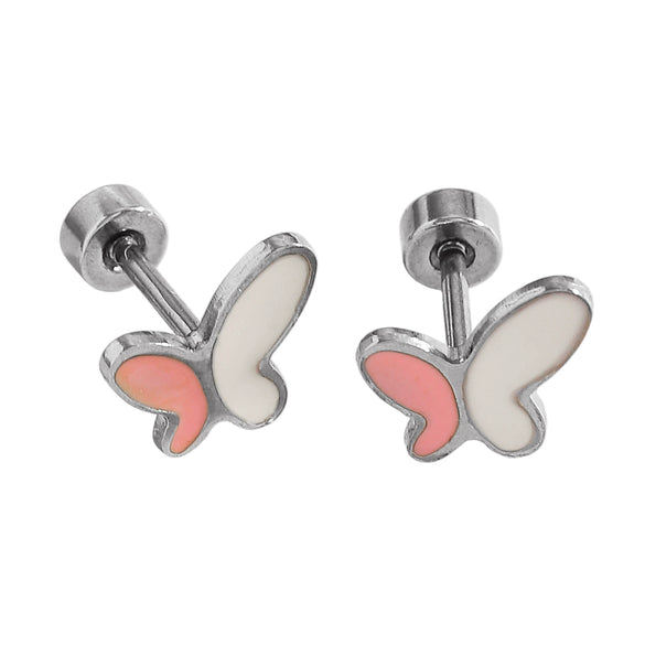 Wholesale Unisex Stainless Steel 14K Gold Electroplated Enamel Butterfly And Animal Zodiac Design Earrings