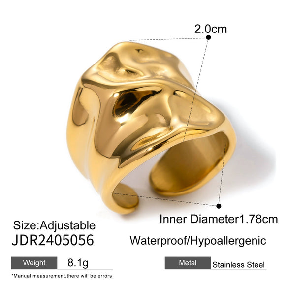 Wholesale Unisex Stainless Steel 18K Gold Plated Special Shaped Exaggerated Ring With Design Sense And Unique Style