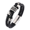 Wholesale Unisex Stainless Steel Leather Jewelry Bracelet With Inverted Magnetic Buckle And Geometric Design