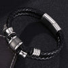 Wholesale Unisex Stainless Steel Leather Jewelry Bracelet With Inverted Magnetic Buckle And Geometric Design