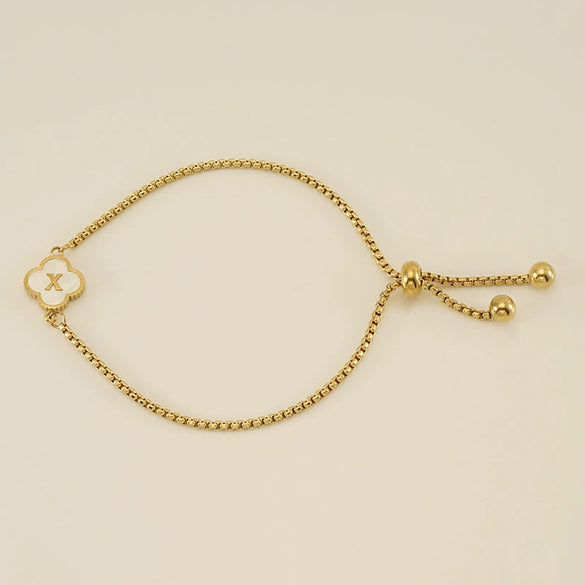 Wholesale Unisex Stainless Steel Letter And Four Leaf Clover Design Electroplated Bracelet