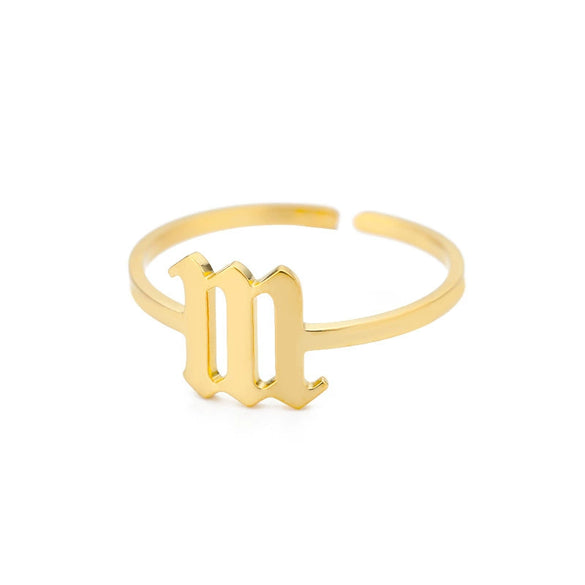 Wholesale Unisex Stainless Steel Opening Ring With Numbers Pattern 18K Gold Plated