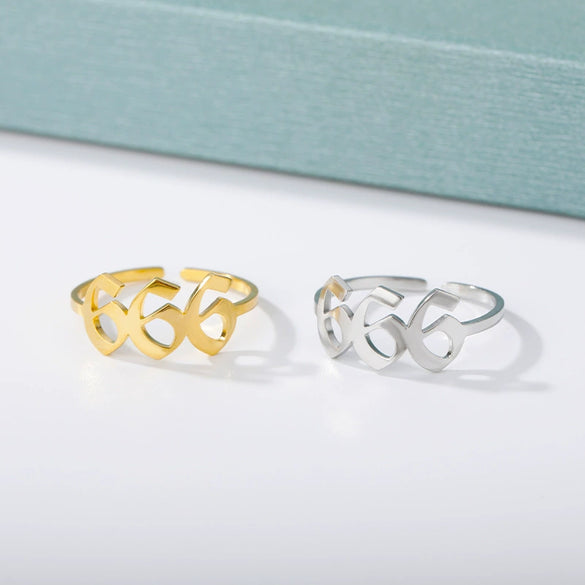 Wholesale Unisex Stainless Steel Opening Ring With Numbers Pattern 18K Gold Plated