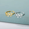 Wholesale Unisex Stainless Steel Opening Ring With Numbers Pattern 18K Gold Plated