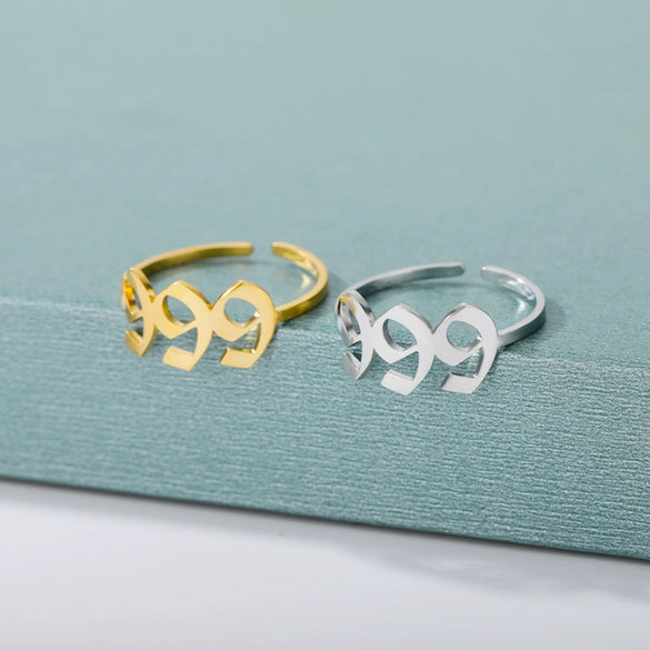 Wholesale Unisex Stainless Steel Opening Ring With Numbers Pattern 18K Gold Plated