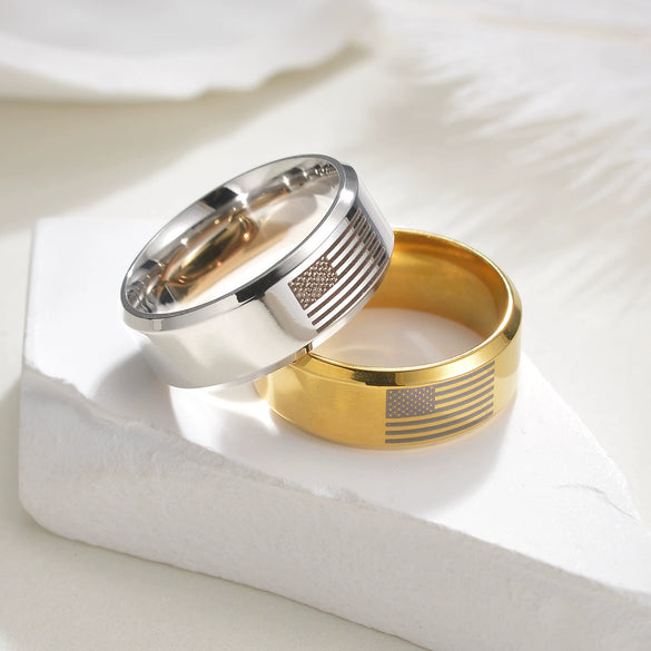 Wholesale Unisex Stainless Steel Ring With Geometric Pattern And Polishing Process