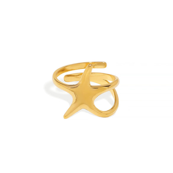 Wholesale Unisex Stainless Steel Ring With Star And Geometric Line Winding Design Electroplated
