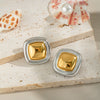 Wholesale Unisex Stainless Steel Titanium Steel Color Matching Square Geometric Earrings Highend Retro Style Pvd Vacuum Real Gold Electroplating Nonfading