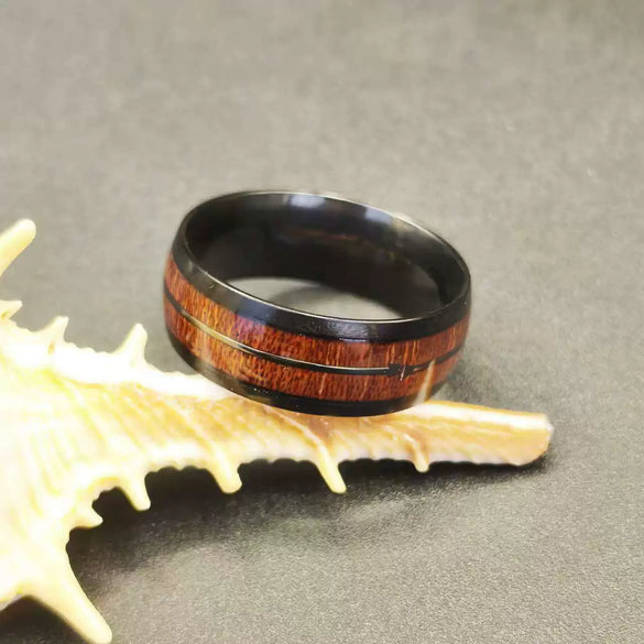Wholesale Unisex Stainless Steel Wood Grain Arrow Ring With Electroplating