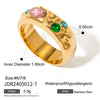 Wholesale Unisex Stainless Steel Zircon Ring With Hammered Finish And Electroplating In Geometric Style With Pink Blue And Green Zircons