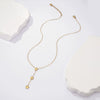 Wholesale Unisex Star Shaped Geometric Stainless Steel And Titanium Steel Electroplated Yshaped Round Diamond Tassel Necklace