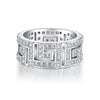 Wholesale Unisex 925 Sterling Silver Ring With 5A Full Diamond Zircon In Emerald Cut Electroplated Simple Geometric Style