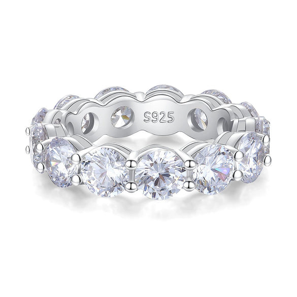 Wholesale Unisex 925 Sterling Silver Ring With 5A Full Diamond Zircon In Emerald Cut Electroplated Simple Geometric Style