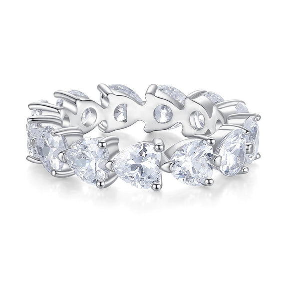 Wholesale Unisex 925 Sterling Silver Ring With 5A Full Diamond Zircon In Emerald Cut Electroplated Simple Geometric Style