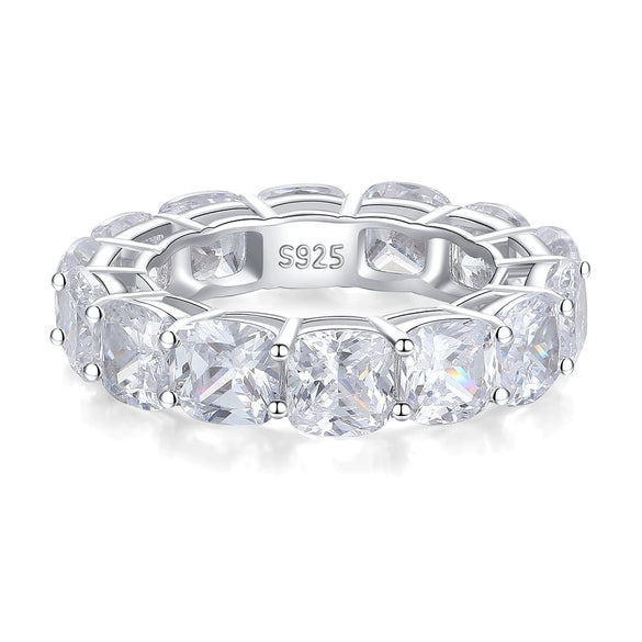 Wholesale Unisex 925 Sterling Silver Ring With 5A Full Diamond Zircon In Emerald Cut Electroplated Simple Geometric Style