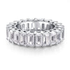 Wholesale Unisex 925 Sterling Silver Ring With 5A Full Diamond Zircon In Emerald Cut Electroplated Simple Geometric Style