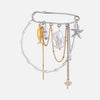 Wholesale Unisex Sweet And Cool Geometric Stainless Steel Starfish Tassel 18K Goldplated Brooch Clothing Accessory