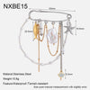 Wholesale Unisex Sweet And Cool Geometric Stainless Steel Starfish Tassel 18K Goldplated Brooch Clothing Accessory