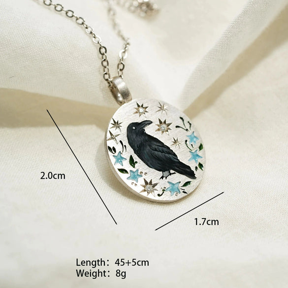 Wholesale Unisex Tarot Animal Raven Ushaped Pendant Necklace With O Word Chain In Sweet And Cool Style Stainless Steel 18K Gold Plated