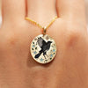 Wholesale Unisex Tarot Animal Raven Ushaped Pendant Necklace With O Word Chain In Sweet And Cool Style Stainless Steel 18K Gold Plated