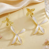 Wholesale Unisex Threedimensional Flower Enamel Colorblocking Earrings Made Of Environmentally Friendly Copper With 14K Gold Ear Needles And Electroplating Design
