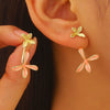 Wholesale Unisex Threedimensional Flower Enamel Colorblocking Earrings Made Of Environmentally Friendly Copper With 14K Gold Ear Needles And Electroplating Design