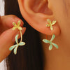 Wholesale Unisex Threedimensional Flower Enamel Colorblocking Earrings Made Of Environmentally Friendly Copper With 14K Gold Ear Needles And Electroplating Design