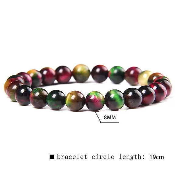 Wholesale Unisex Tiger Eye Stone Bead Bracelet Jewelry Accessories In Mixed Blue And Yellow Colors