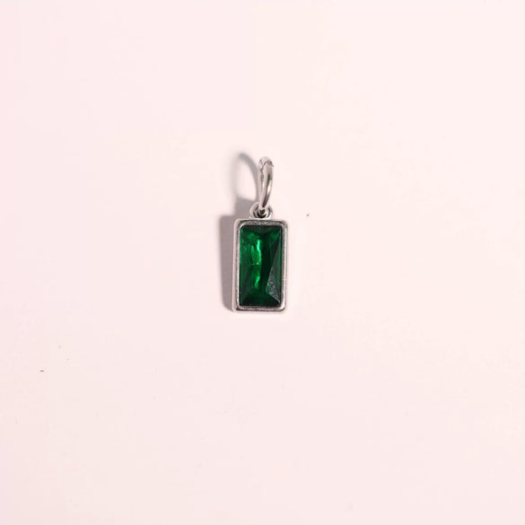 Wholesale Unisex Titanium Steel Birthstone Cube Pendant Necklace With Electroplating Treatment