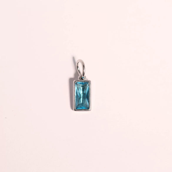 Wholesale Unisex Titanium Steel Birthstone Cube Pendant Necklace With Electroplating Treatment